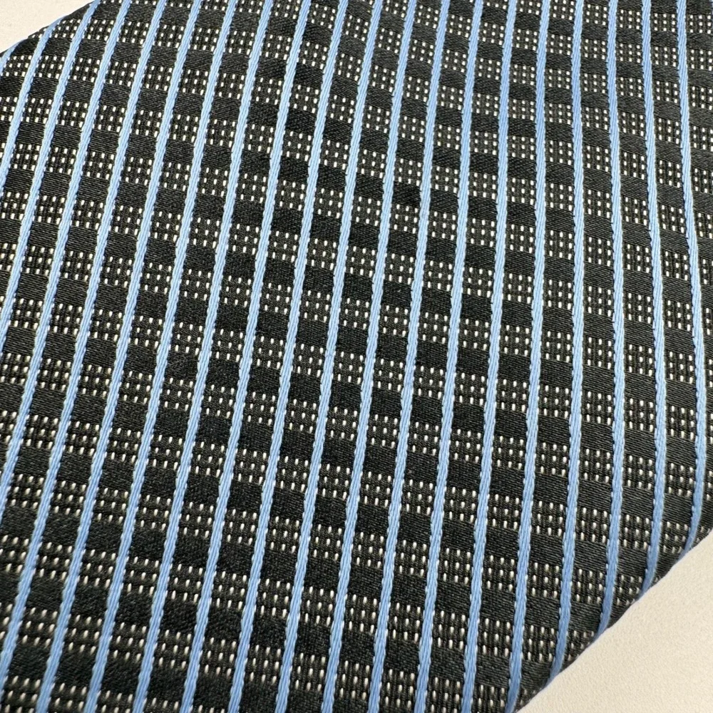Perry Ellis Portfolio Necktie Mens Blue Black Striped‎ Geometric Polyester